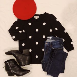 Forever 21 Blank and White Polka Dot Sweater